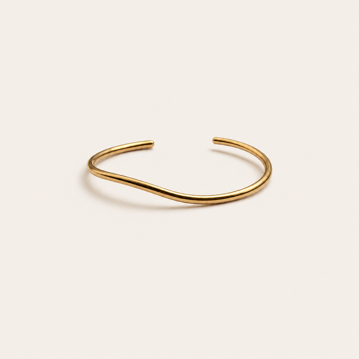 OREN Stamp Cuff (FR.J01), gold-plated fine cuff — logo engraved inside