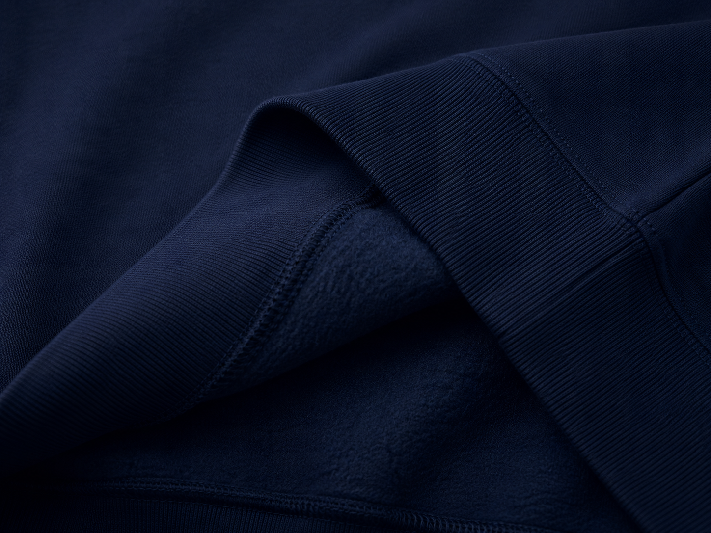 OREN Stamp Sweater in navy, heavyweight cotton crewneck — view 4
