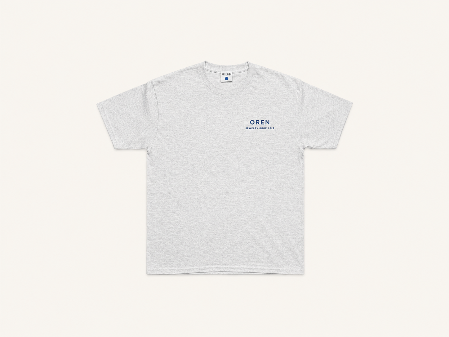 OREN Stamp Tee in grey, heavyweight cotton t-shirt — front view