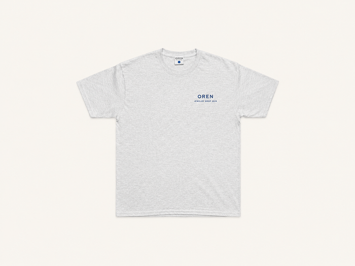 OREN Stamp Tee in grey, heavyweight cotton t-shirt — front view