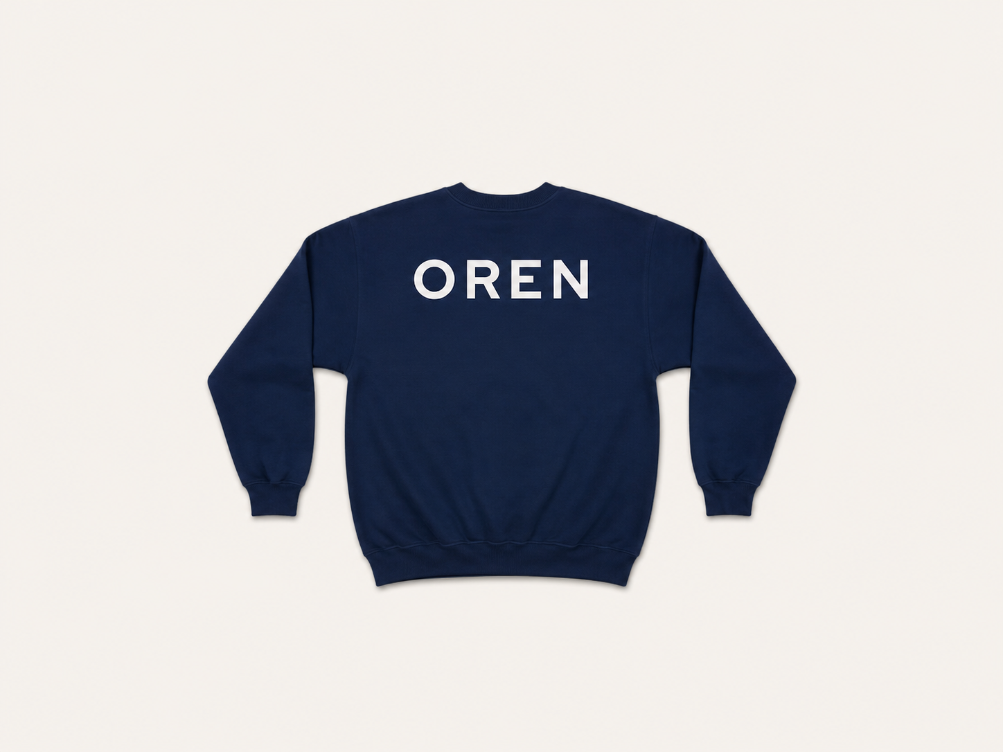 OREN Stamp Sweater in navy, heavyweight cotton crewneck — view 2