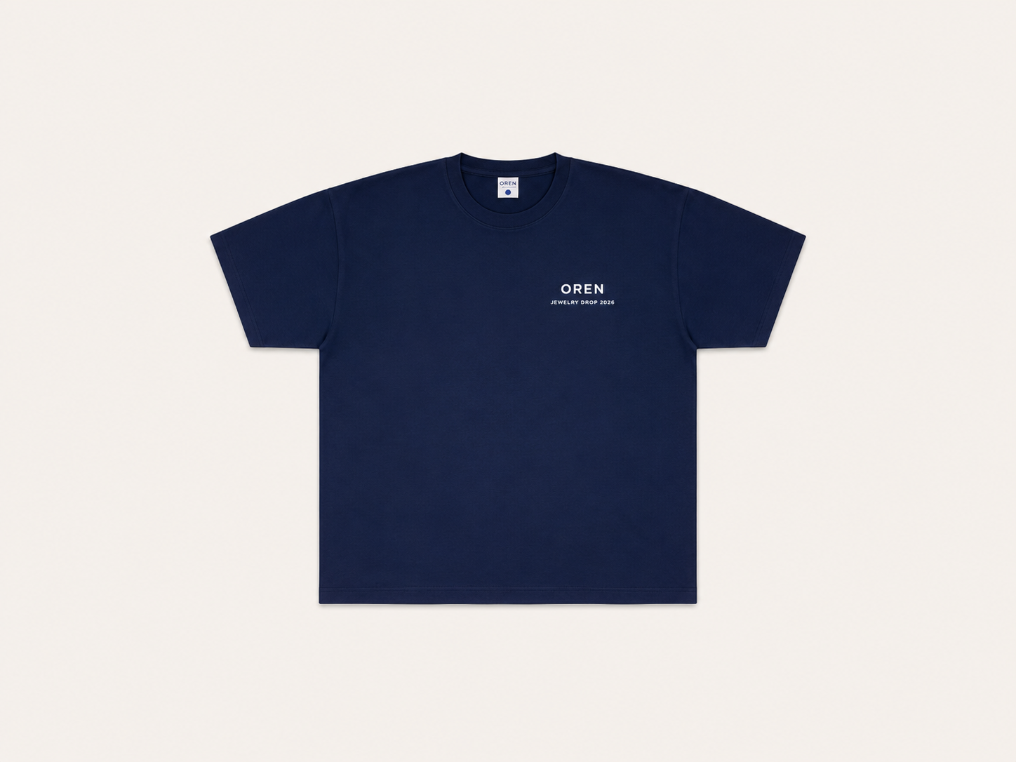 OREN Stamp Tee in navy, heavyweight cotton t-shirt — front view
